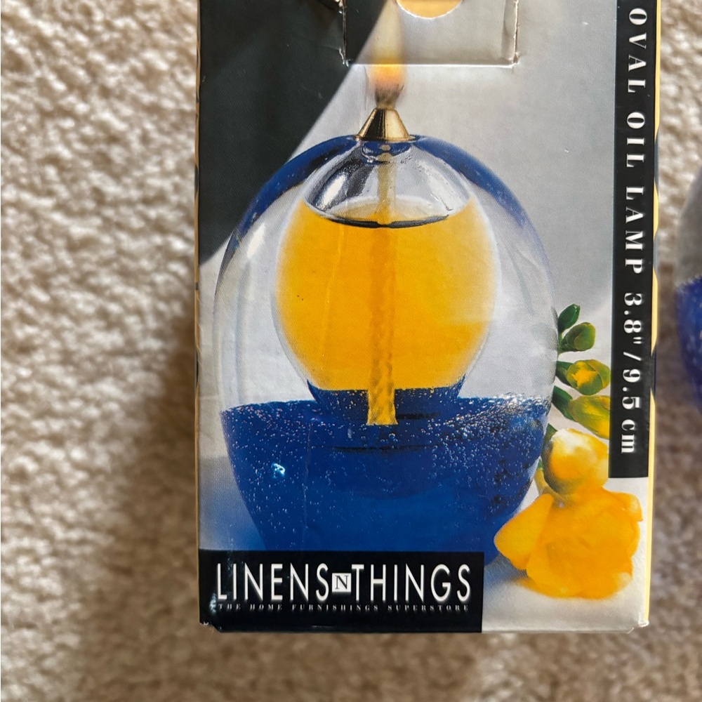 NIB Cobalt colored Glass Oval Oil Lamp